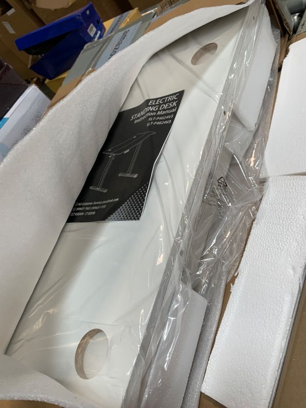 Photo 1 of ** USED ** Sweetcrispy Electric Standing Desk Adjustable Height, 40x24 Inch Sit Stand Up Home Office Desks Computer Workstation PC Work Table with 3 Memory Preset Splice Wood Board Metal Frame, White