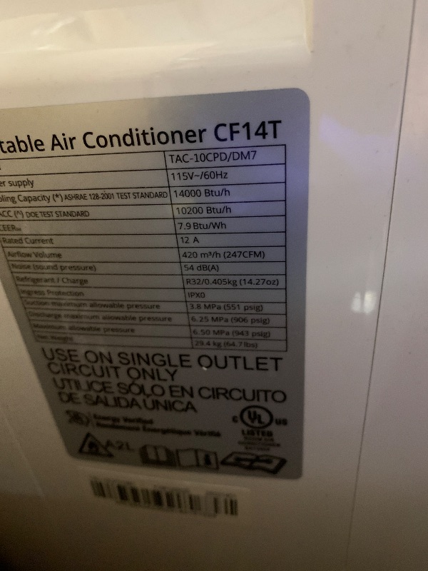 Photo 1 of ** USED / TESTED FUNCTIONAL ** 14000 BTU Portable Air Conditioners with Remote Control, 3-In-1 Free Standing AC Unit with Fan & Dehumidifier, Cools Room Up to 700 Sq.Ft, Smart/Sleep Mode,3 Speed,Auto Swing,24H Timer