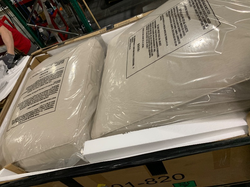 Photo 1 of ** USED ** Signature Design by Ashley Carter Hall Outdoor Eucalyptus Neutral Patio Lounge Chair with Thick Performance Fabric Cushion, Beige