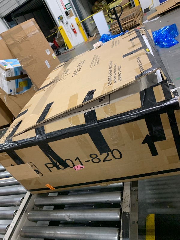 Photo 1 of ** USED ** Signature Design by Ashley Carter Hall Outdoor Eucalyptus Neutral Patio Lounge Chair with Thick Performance Fabric Cushion, Beige