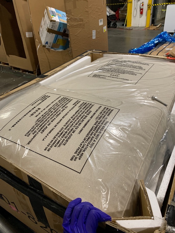 Photo 1 of ** USED ** Signature Design by Ashley Carter Hall Outdoor Eucalyptus Neutral Patio Lounge Chair with Thick Performance Fabric Cushion, Beige