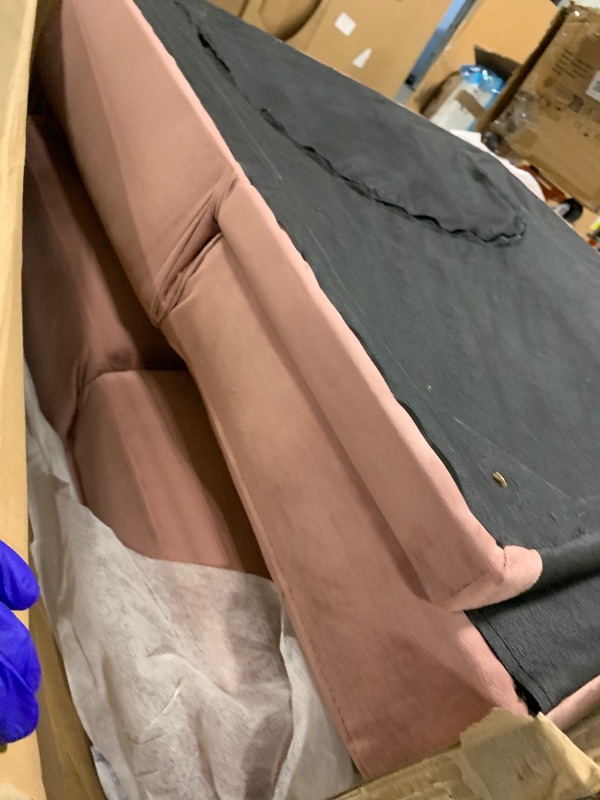 Photo 1 of ** USED** Shintenchi Futon Sofa Bed, Velvet Foldable Couch Reclining Sleeper w/Removable Armrests, Upholstered Loveseat w/Folding Cup Holders for Home, Office, Pink