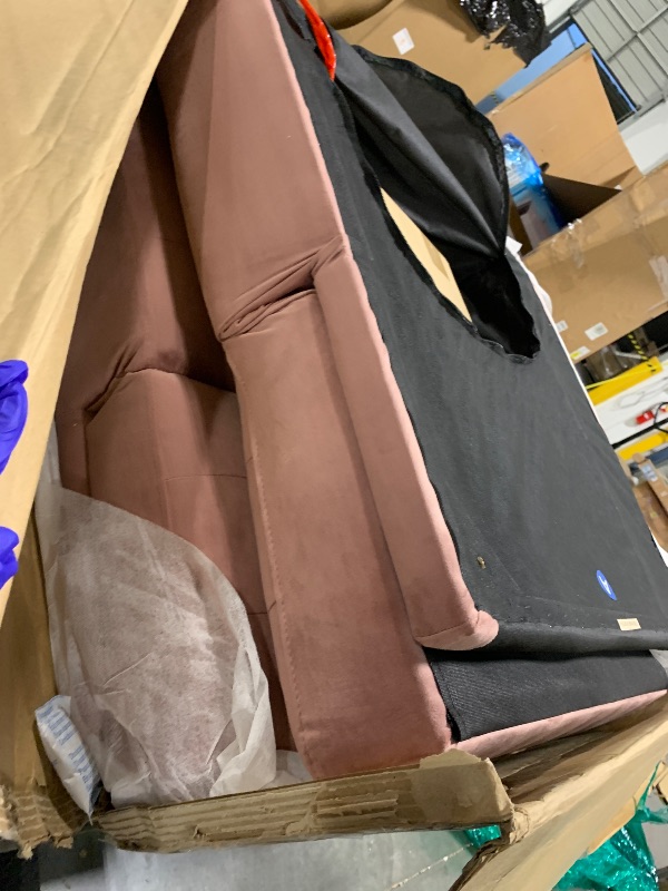 Photo 1 of ** USED** Shintenchi Futon Sofa Bed, Velvet Foldable Couch Reclining Sleeper w/Removable Armrests, Upholstered Loveseat w/Folding Cup Holders for Home, Office, Pink