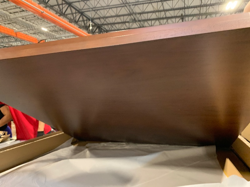 Photo 1 of ** NEW** SIMPLIHOME Eastwood Square Dining Table, Solid Wood Walnut Veneer in Walnut, 54 x 54 inches, Contemporary-Style Large Square Kitchen Table for up to 8 People