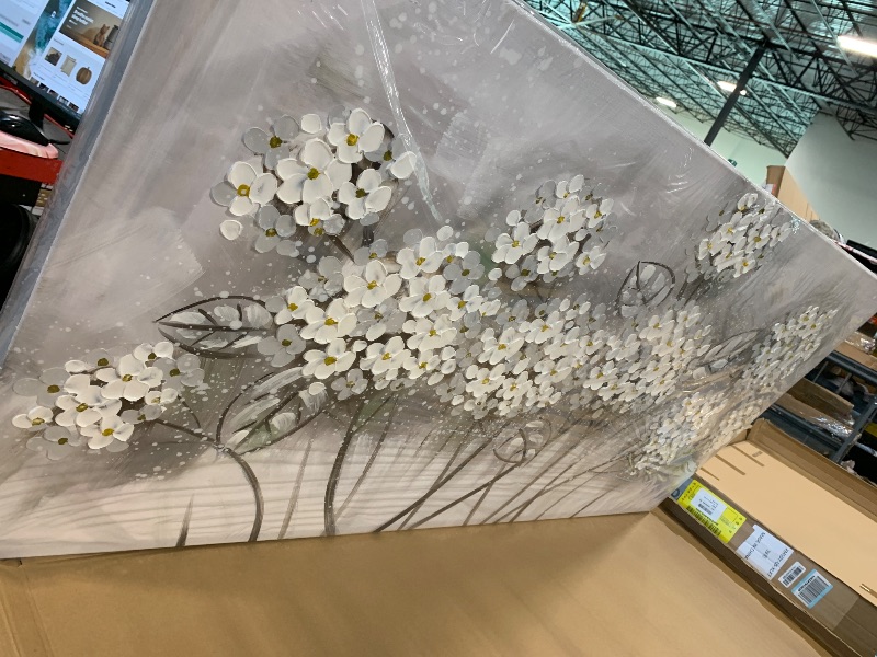 Photo 1 of ** NEW** SOUGUAN Large Oil Painting Flowers Wall Art Plant Wall Decor Pictures for Bedroom White Flower Canvas Wall Decorations Artwork for Living Room Dinning Room Home Office 30 x 60 Inch