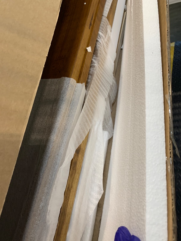 Photo 1 of ** NEW** LINSY Solid Wood Bed Frame, Full Bed Frames Wooden Platform Frame with Headboard and Slat Bases, Boho Bedframe No Box Spring Needed, Easy Assembly, Rustic Pine