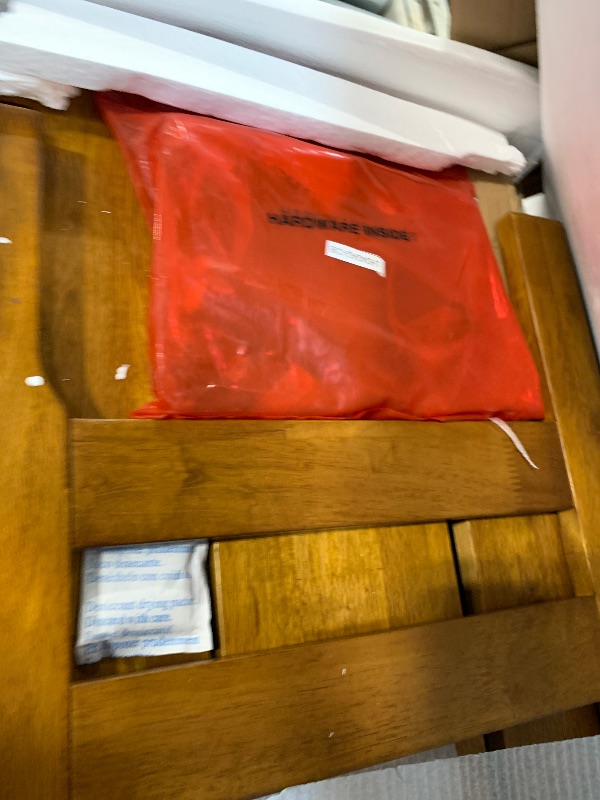 Photo 1 of ** NEW** LINSY Solid Wood Bed Frame, Full Bed Frames Wooden Platform Frame with Headboard and Slat Bases, Boho Bedframe No Box Spring Needed, Easy Assembly, Rustic Pine