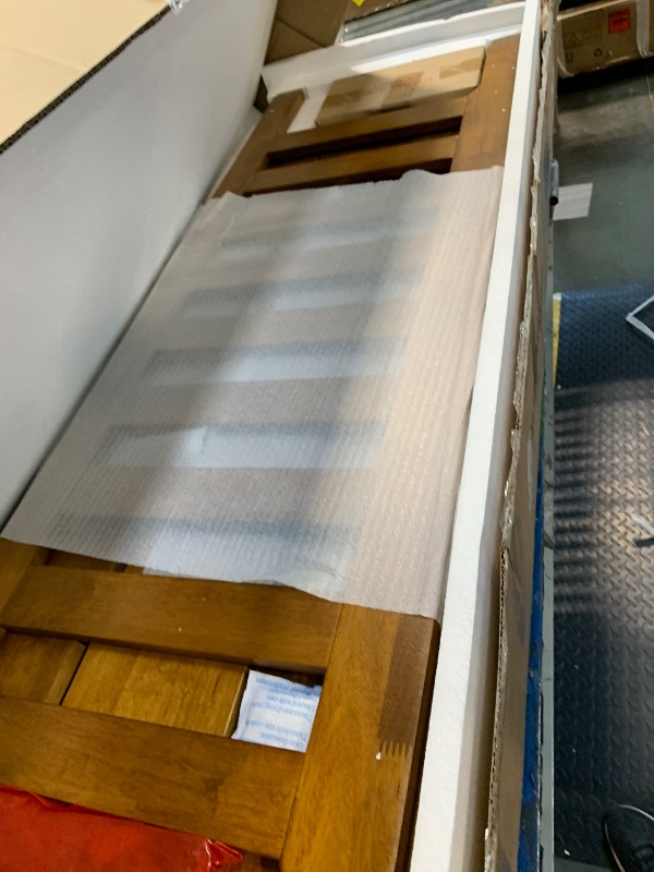 Photo 1 of ** NEW** LINSY Solid Wood Bed Frame, Full Bed Frames Wooden Platform Frame with Headboard and Slat Bases, Boho Bedframe No Box Spring Needed, Easy Assembly, Rustic Pine