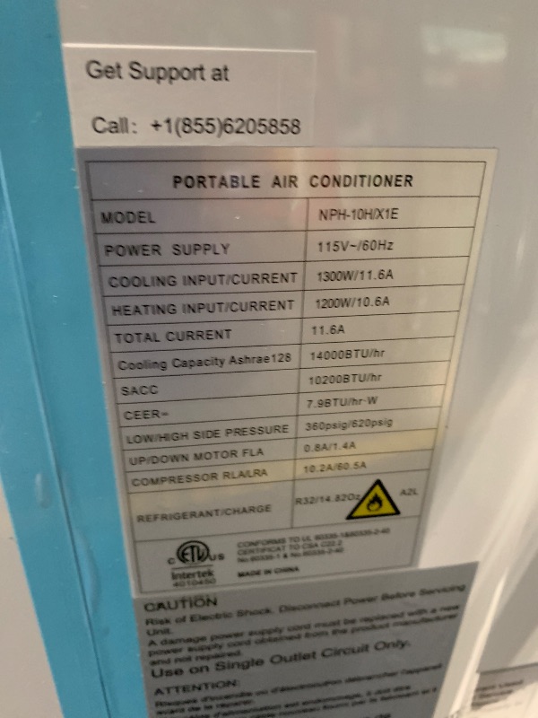 Photo 1 of ** USED/ FUNCTIONAL TESTED ** Air Choice 14000 BTU Portable Air Conditioner, 4-in-1 Air Conditioner Portable for Room Up to 700 Sq.Ft. with Remote, Auto Swing, Quiet AC Unit as Heater Dehumidifier Fan, 24H Timer, Window Kit, White