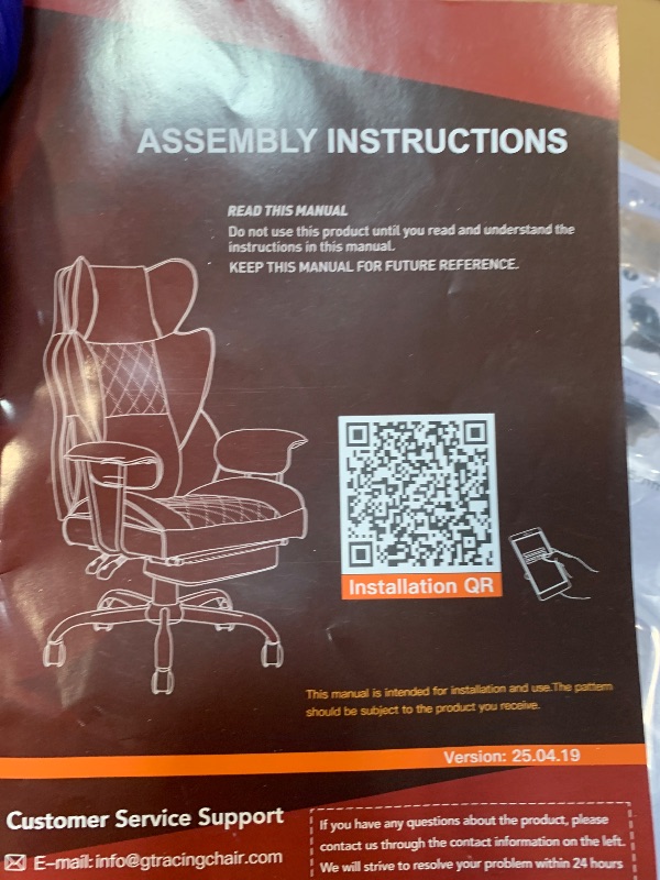 Photo 1 of ** VERY USED** COMHOMA Big and Tall Office Chair, High Back Leather Gaming Chair with Footrest, Executive Ergonomic Office Chair with Pocket Spring Lumbar Support and with Outward Fixed Soft Armrests