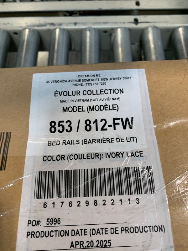 Photo 1 of ** USED ** Evolur Aurora Bed Rail, Ivory Lace