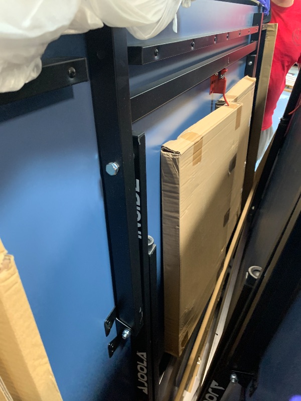 Photo 1 of ** USED/ TRUCK NEEDED FOR TRANSPORT ** JOOLA Inside Professional MDF Indoor Ping Pong Table with Quick Clamp Table Tennis Net and Post Set - 10 Minute Easy Assembly - Tournament Quality - Foldable with Single Player Playback Mode
