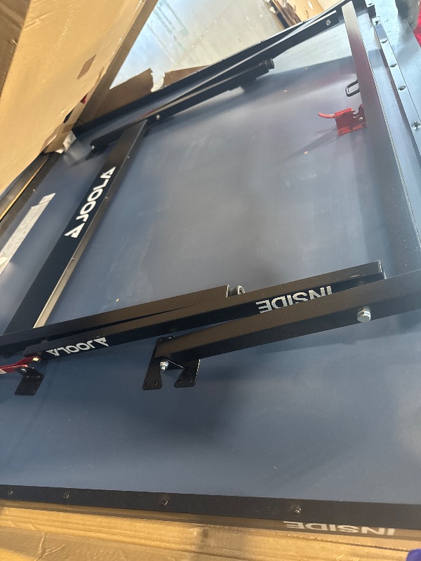 Photo 1 of ** USED/ TRUCK NEEDED FOR TRANSPORT ** JOOLA Inside Professional MDF Indoor Ping Pong Table with Quick Clamp Table Tennis Net and Post Set - 10 Minute Easy Assembly - Tournament Quality - Foldable with Single Player Playback Mode