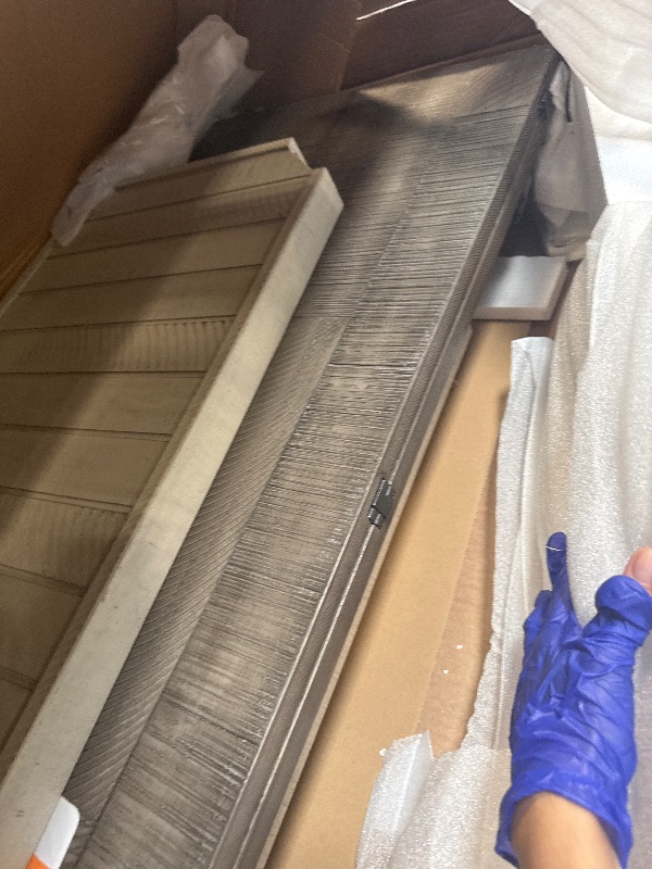 Photo 1 of ** USED ** Signature Design by Ashley Havalance Farmhouse Sofa Table, Flip Top Design for Additional Dining Space and Fixed Lower Shelf, Gray & White with Weathered Finish