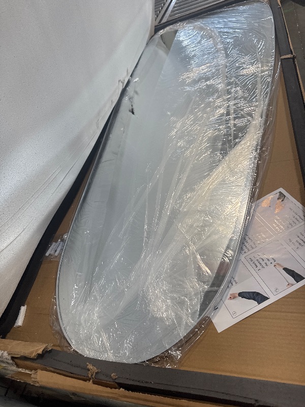 Photo 1 of ** NEW / INCLUDED HARDWARE ** Full Length Mirror with Stand, 68"×26" Teardrop Shape Floor Mirror, Large Stand Up Mirror, Standing Mirrors Full Length, Against Wall or Wall-Mounted Full Body Mirrors for Bedroom Living Room, Sliver