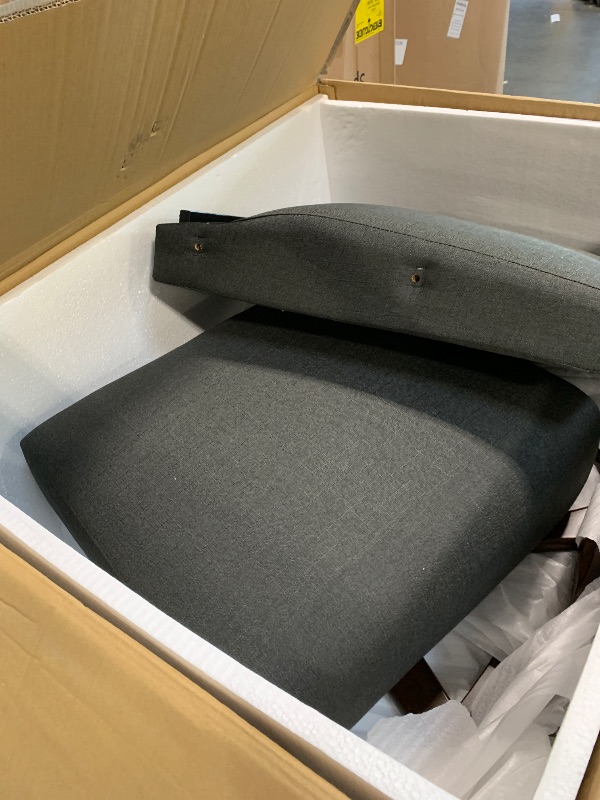 Photo 1 of ** USED/ MISSING SCREWS** Lexicon Helena 28.5" W Fabric Wood Arm Rocking Chair, Dark Gray