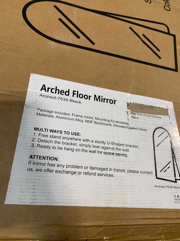 Photo 1 of *** IN PERFECT CONDITION** TRAHOME Full Length Arched Mirror, 75"x35" Standing Floor Full Body Mirror for Wall with Aluminum Alloy Frame for Bedroom, Living Room, Dressing Room(Black)