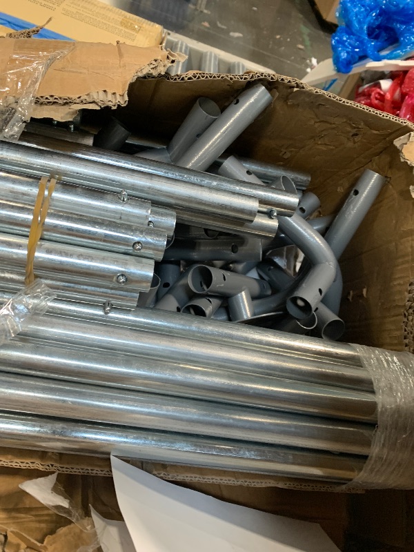 Photo 1 of ** VERY USED** VEVOR Large Metal Chicken Coop, 19.7x9.8x6.5ft Walk-in Chicken Runs for Yard with Cover, Spire Roof Hen House with Security Lock for Outdoor and Backyard, Farm, Duck Rabbit Cage Poultry Pen