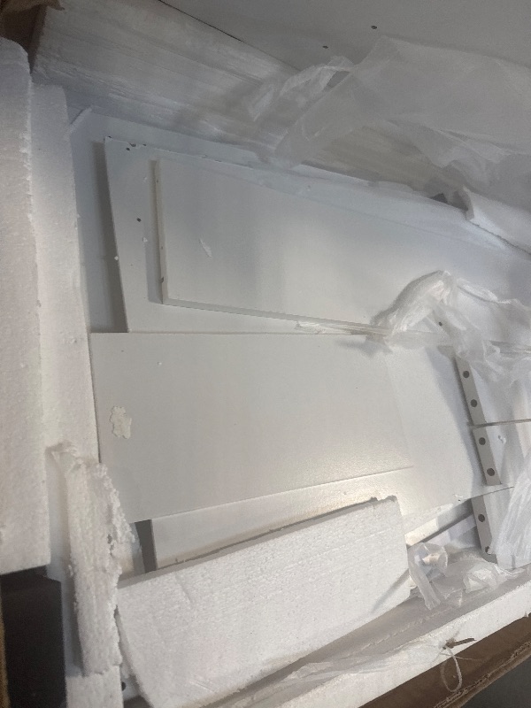 Photo 1 of ** VERY USED / DAMAGE** White Armoire Wardrobe Closet with Adjustable Storage Shelves and Drawers, Freestanding Wooden Wardrobe Cabinet Closet, Kids Bedroom Armoire with 3 Doors, Hanging Rod, Toy Storage for Kids' Room, Dorm