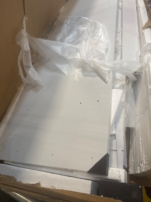 Photo 1 of ** VERY USED / DAMAGE** White Armoire Wardrobe Closet with Adjustable Storage Shelves and Drawers, Freestanding Wooden Wardrobe Cabinet Closet, Kids Bedroom Armoire with 3 Doors, Hanging Rod, Toy Storage for Kids' Room, Dorm