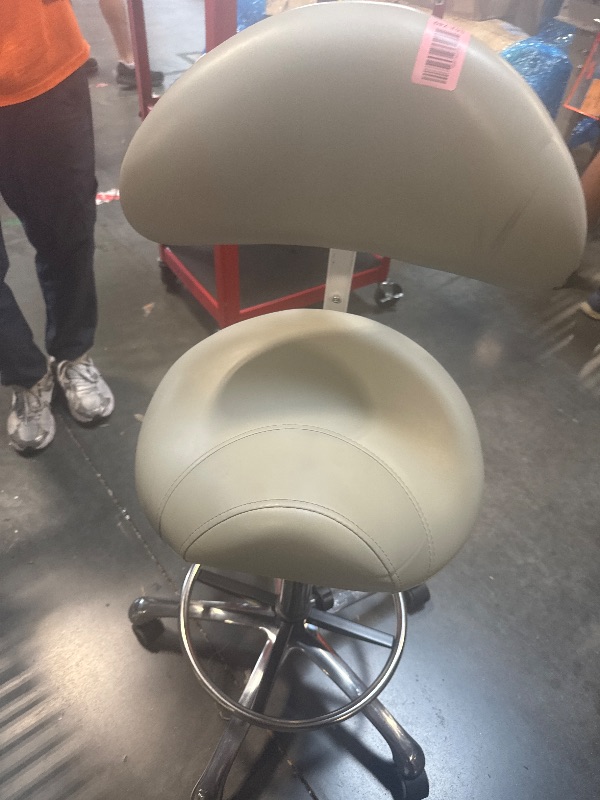 Photo 1 of ** VERY USED / DAMAGE DIRTY ** Grace&Grace Ergonomic Rolling Saddle Stool Chair with Wheels Adjustable Swivel Stool with Back and Footrest Heavy Duty for Esthetician, Artist, Dental, Medical, Spa, Salon, Cutting, Home Office