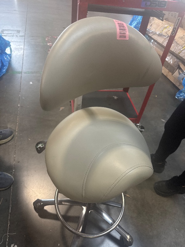 Photo 1 of ** VERY USED / DAMAGE DIRTY ** Grace&Grace Ergonomic Rolling Saddle Stool Chair with Wheels Adjustable Swivel Stool with Back and Footrest Heavy Duty for Esthetician, Artist, Dental, Medical, Spa, Salon, Cutting, Home Office
