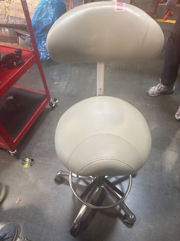Photo 1 of ** VERY USED / DAMAGE DIRTY ** Grace&Grace Ergonomic Rolling Saddle Stool Chair with Wheels Adjustable Swivel Stool with Back and Footrest Heavy Duty for Esthetician, Artist, Dental, Medical, Spa, Salon, Cutting, Home Office