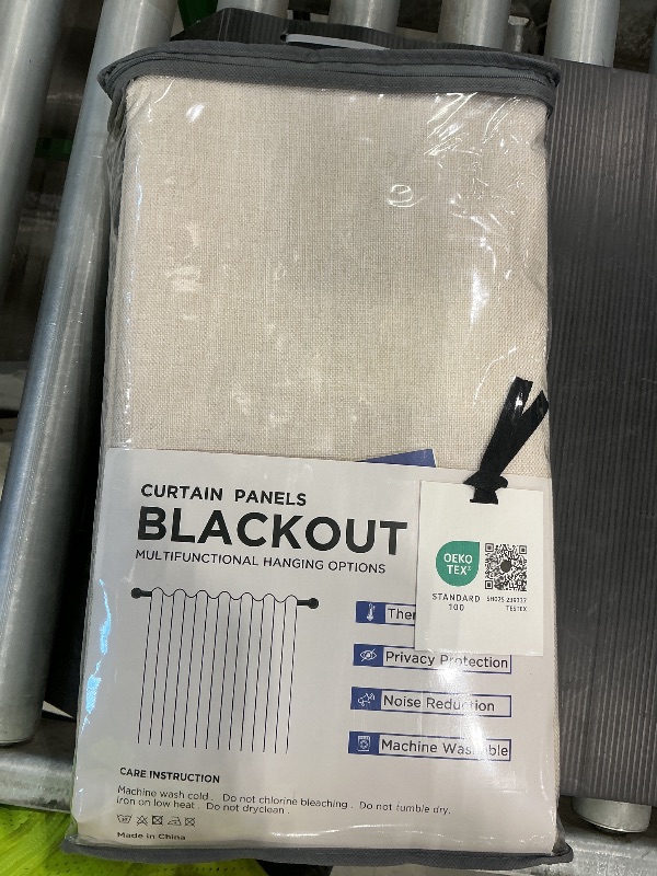 Photo 1 of 100% Blackout Shield Linen Blackout Curtains for Bedroom 96 Inches Long, Back Tab/Rod Pocket Living Room Drapes, Thermal Insulated Blackout Curtains 2 Panels Set, 50" W x 96" L,Cream