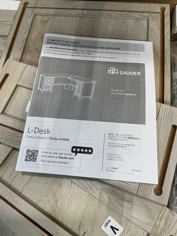 Photo 1 of *Partial Set, Box 1 of 2*
Sauder Costa L-Shaped Desk, Chalked Chestnut, Home Office with Storage & Keyboard Tray