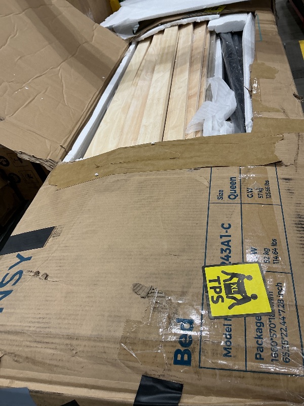 Photo 1 of ***SELLING FOR PARTS*** ***CHECK CLERK NOTES***
LINSY Farmhouse Wood Queen Bed Frame with Headboard, Bed Frame Queen Size with High Footboard, Wood Bed Noise-Free, No Box Spring Needed - Beige