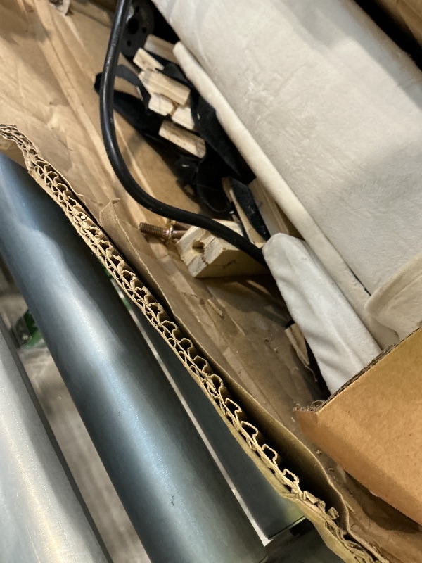 Photo 1 of *Major Damage* DWVO King Size Bed Frame with Storage Upholstered Velvet Headboard, LED Lights, Outlet & USB Ports, No Box Spring Needed, Easy Assembly (Beige)