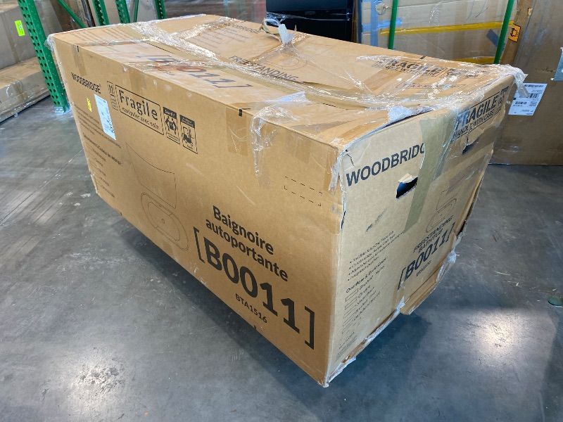 Photo 1 of *Major Damaged*WOODBRIDGE 59"Freestanding White Acylic Soaking Bathtub with Brushed Gold Drain and Overflow,BTA1516 -BG-Drain &O