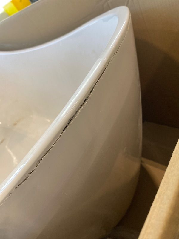 Photo 1 of *Major Damaged*WOODBRIDGE 59"Freestanding White Acylic Soaking Bathtub with Brushed Gold Drain and Overflow,BTA1516 -BG-Drain &O