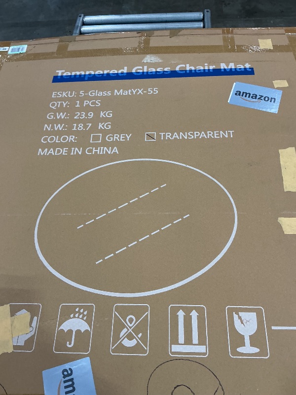 Photo 1 of ***SEE CLERK COMMENTS*** 55" x 55" Round Tempered Glass Chair Mat for Carpet & Hardwood, Heavy-Duty Glass Floor Mat for Office Chair, Durable Glass Desk Mat for Home and Office