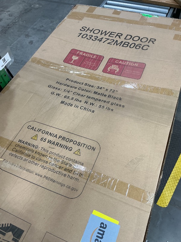 Photo 1 of ACE DECOR 34-35.4" W x 72" H Frameless Pivot Shower Door, 1/4" (6mm) Clear SGCC Tempered Glass Shower Door, Pivot Swing Shower Glass Door in Matte Black Finish, Reversible Installation