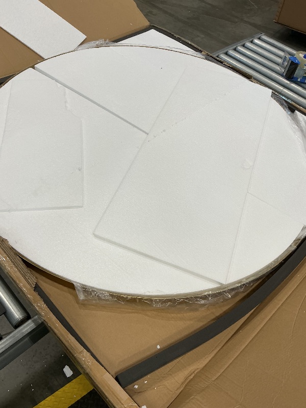 Photo 1 of 48 Inch Round Bathroom Mirror - Wall Mounted Circle Mirror with Metal Frame, Modern Mirror Suitable for Bathroom, Vanity, Entryway, Living Room, Wall Decor,Gold