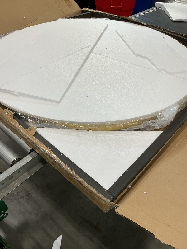 Photo 1 of 48 Inch Round Bathroom Mirror - Wall Mounted Circle Mirror with Metal Frame, Modern Mirror Suitable for Bathroom, Vanity, Entryway, Living Room, Wall Decor,Gold