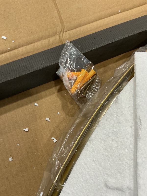 Photo 1 of 48 Inch Round Bathroom Mirror - Wall Mounted Circle Mirror with Metal Frame, Modern Mirror Suitable for Bathroom, Vanity, Entryway, Living Room, Wall Decor,Gold