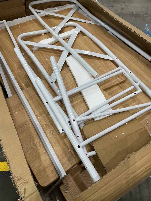 Photo 1 of *** SEE CLERK COMMENTS*** VECELO 5-Piece Kitchen Dining Table Set, Wood Tabletop & Heavy-Duty Metel Frame, Rectangle Dinette with 4 Chairs for Small Space, Breakfast Nook, Natural and White