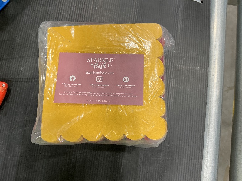 Photo 1 of Sparkle and Bash Colorful Napkins - 150 Pack 6.5 x 6.5 in 2-Ply, Scalloped Paper in 5 Solid Colors - Absorbent Fiesta Dinner & Mexican Party Table Napkins