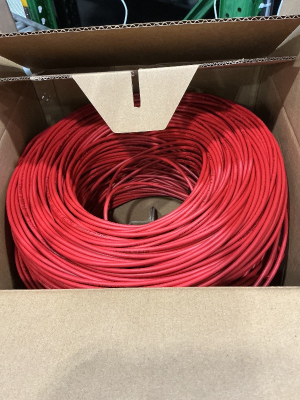 Photo 1 of 1000ft Red Cat5e Plenum UTP Solid Copper 24AWG 350MHz High Speed LAN Network Ethernet Wire Internet Patch Cable UL ETL CMP