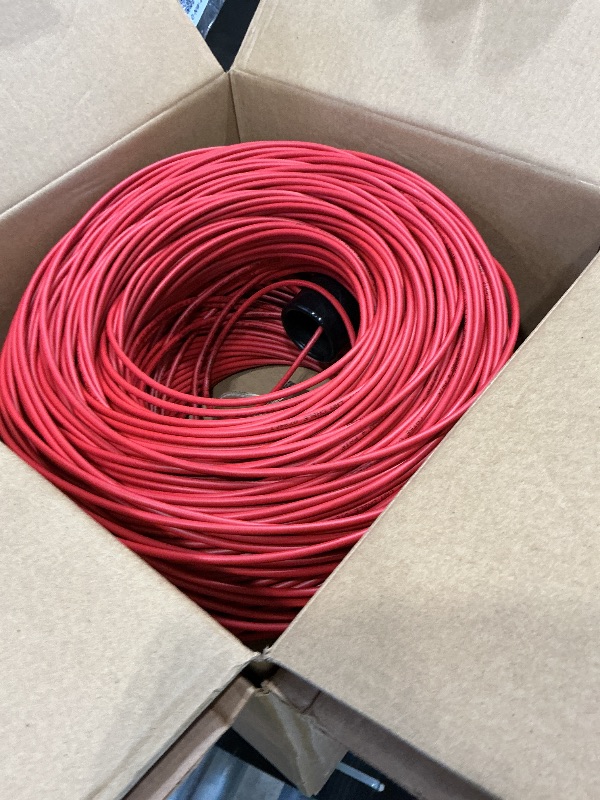 Photo 1 of 1000ft Red Cat5e Plenum UTP Solid Copper 24AWG 350MHz High Speed LAN Network Ethernet Wire Internet Patch Cable UL ETL CMP
