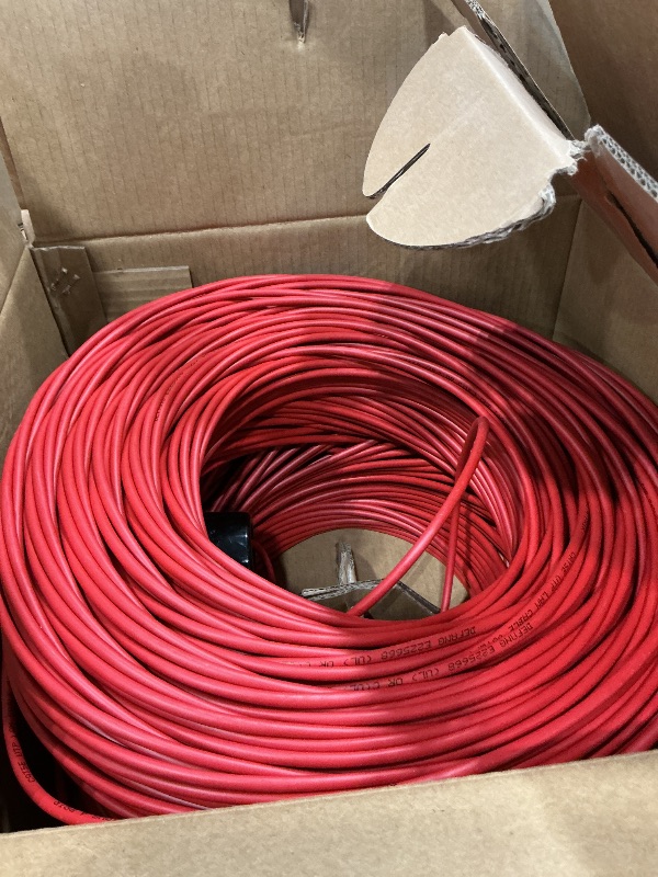 Photo 1 of 1000ft Red Cat5e Plenum UTP Solid Copper 24AWG 350MHz High Speed LAN Network Ethernet Wire Internet Patch Cable UL ETL CMP