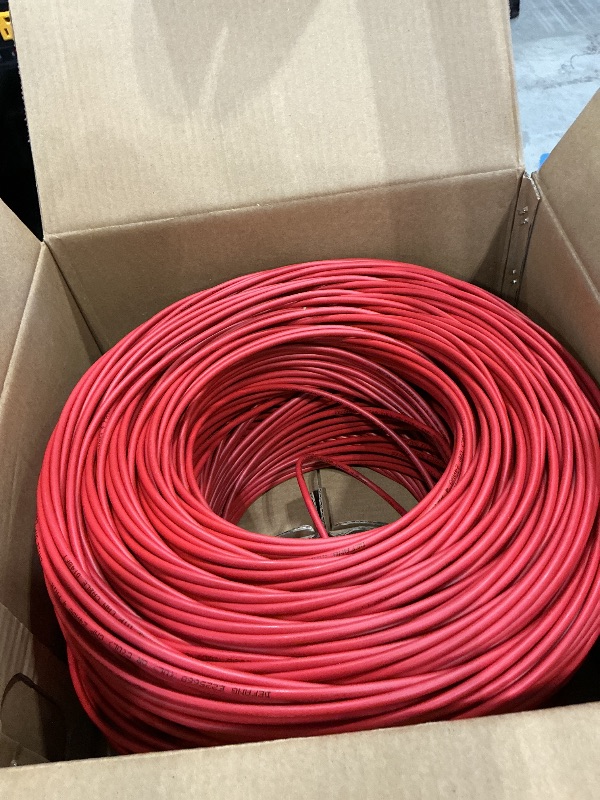 Photo 1 of 1000ft Red Cat5e Plenum UTP Solid Copper 24AWG 350MHz High Speed LAN Network Ethernet Wire Internet Patch Cable UL ETL CMP