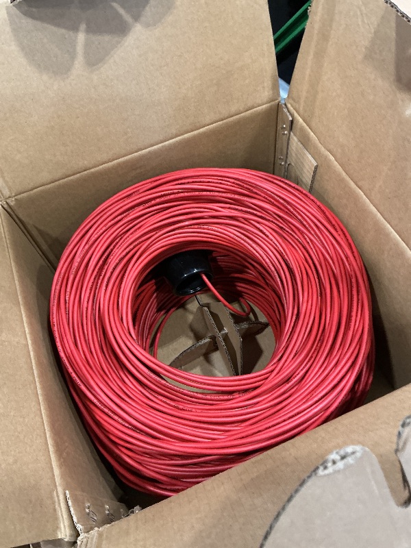 Photo 1 of 1000ft Red Cat5e Plenum UTP Solid Copper 24AWG 350MHz High Speed LAN Network Ethernet Wire Internet Patch Cable UL ETL CMP