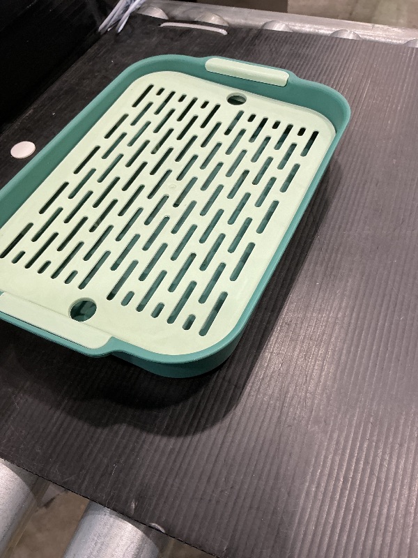 Photo 1 of 1PC ABS Rabbit Litter Tray, Guinea Pig Litter Pan, Pet Potty Training Toilet Tray, Small Animals Corner Litter Box for Hamster Ferret Chinchilla Hedgehog Bunny, Detachable Design (S Green)