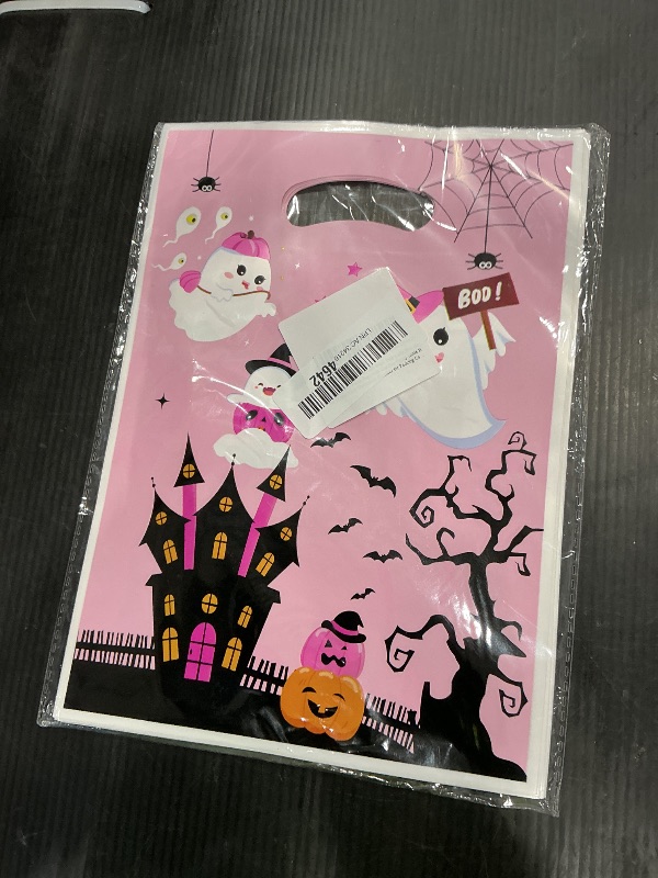 Photo 1 of *Missing Parts*
50pcs Halloween Plastic Gift Bags, Pink Little Boo Halloween Party Favor Bags with Handles Funny Little Boo Theme Party Decoration Supplies for Packing Candy Gift