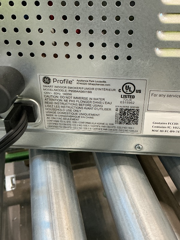 Photo 1 of *Missing Parts*
GE Profile™ Smart Indoor Pellet Smoker, with Active Smoke Filtration, 5 Smoke Control Settings, WiFi Connected, Electric, Countertop BBQ Appliance, Black