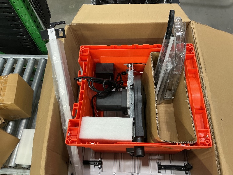 Photo 1 of 10 Inch Table Saw with Stand, 15 Amp 5000RPM Portable Table Saw, 90°Cross Cut & 0-45°Bevel Cut, Adjustable Depth, Multifunctional Saw for Woodworking, Metal, Plastic, Orange