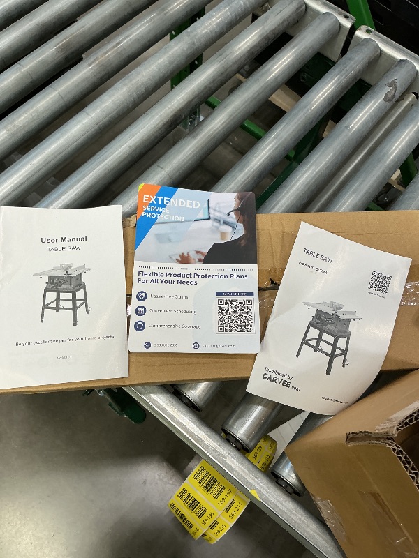 Photo 1 of 10 Inch Table Saw with Stand, 15 Amp 5000RPM Portable Table Saw, 90°Cross Cut & 0-45°Bevel Cut, Adjustable Depth, Multifunctional Saw for Woodworking, Metal, Plastic, Orange